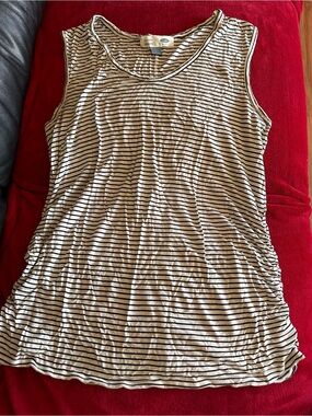 Old Navy Cream and Black Striped Sleeveless Maternity Tank